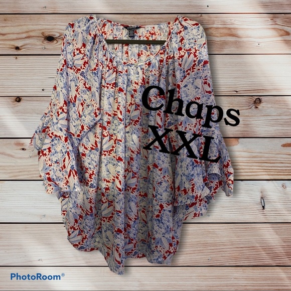 Chaps Tops - Chaps XXL red white &blue blouse